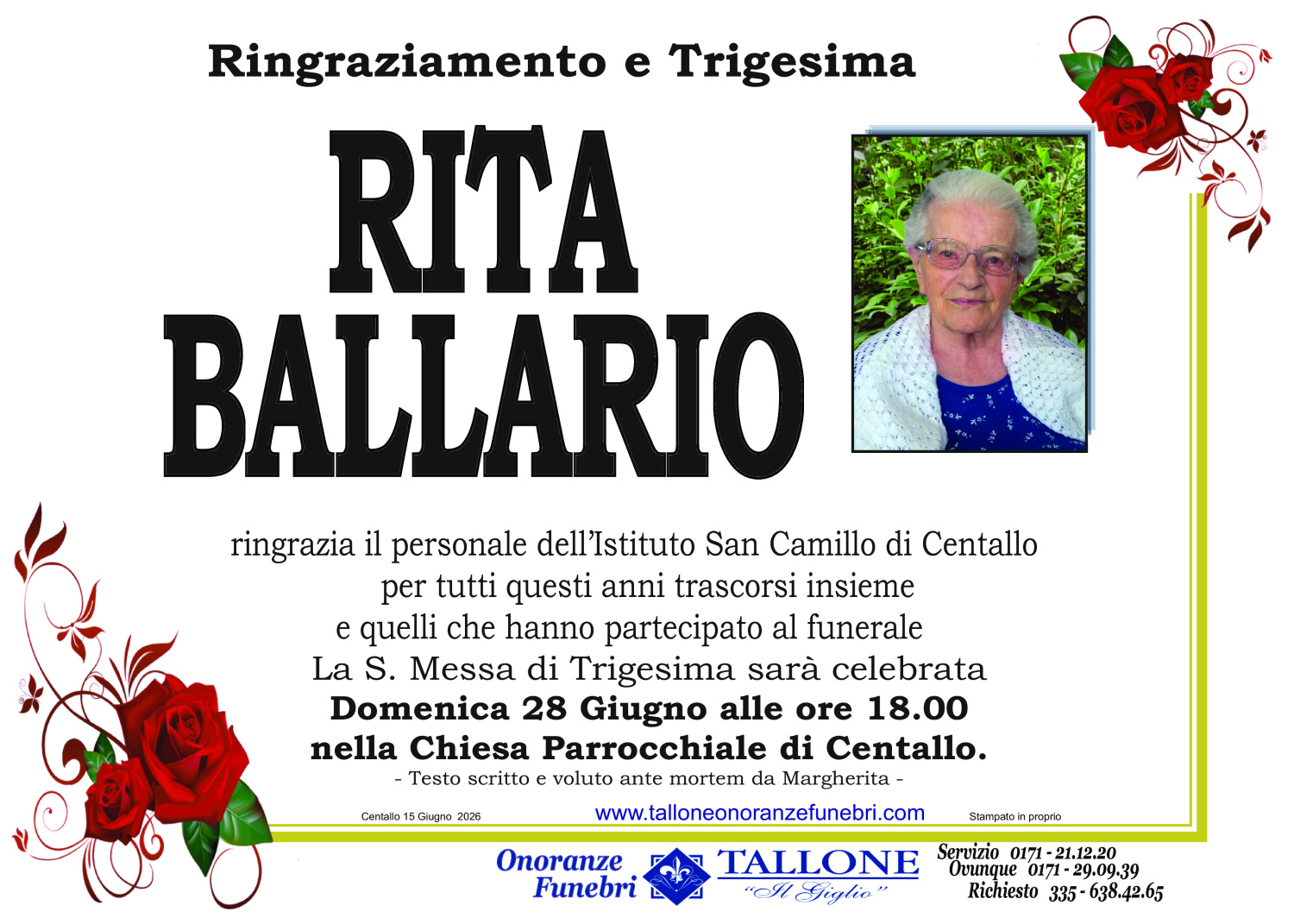 <br />
<b>Warning</b>:  Undefined variable $info in <b>/home/tallone/public_html/ringraziamenti.php</b> on line <b>68</b><br />
Rita Ballario